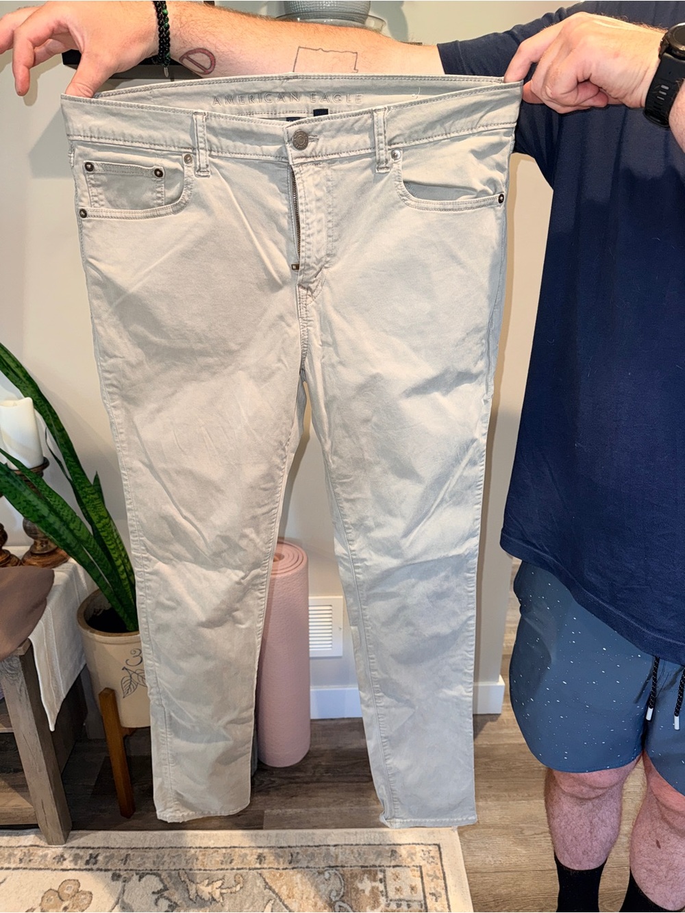 American Eagle Outfitters Light Gray Flex Slim Jeans